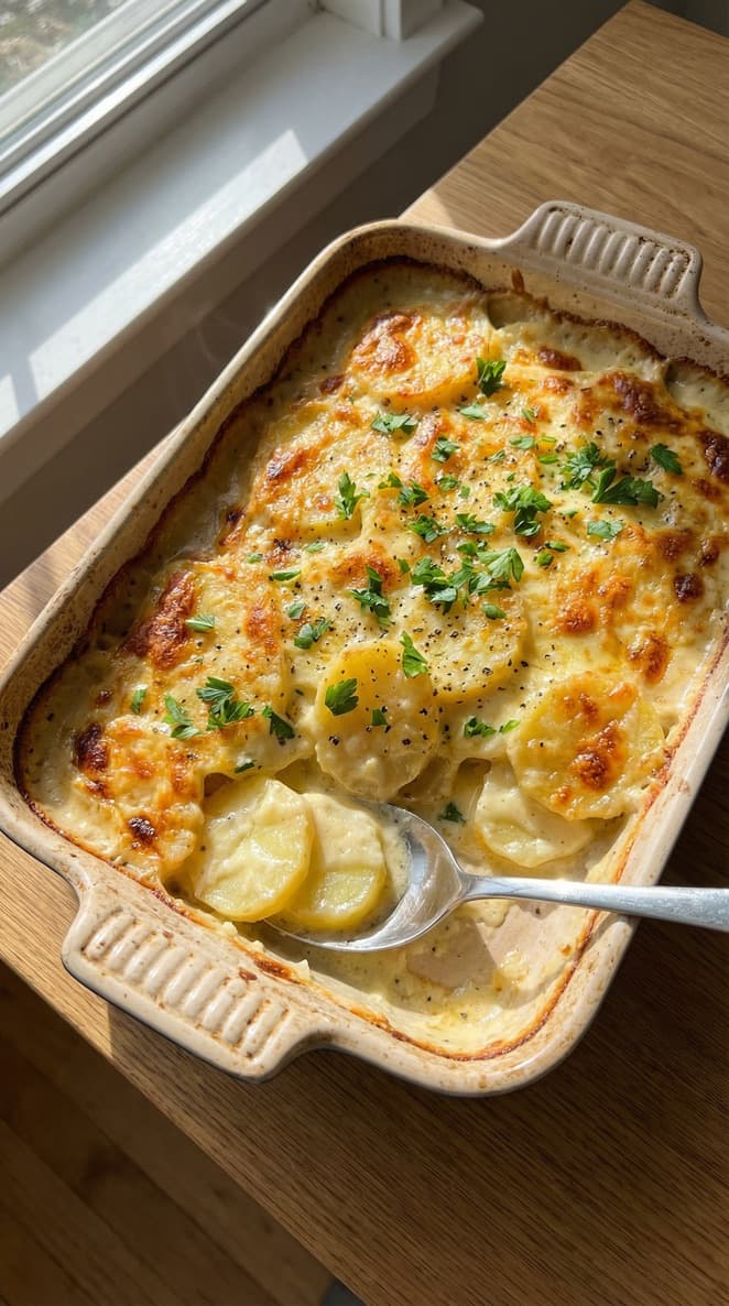 A bubbling gratin with a golden crust